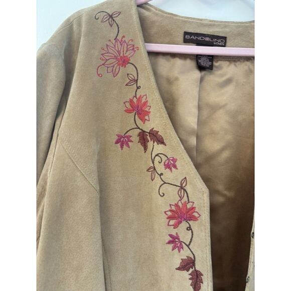 BANDOLINO SUEDE WOMEN’S JACKET 100% LEATHER EMBROIDERED SIZE 20 Country Western - Picture 2 of 5